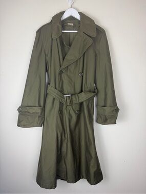 Vintage Military Trench Coat Army Green